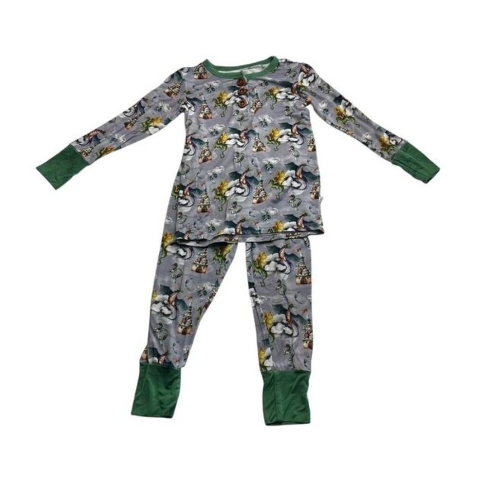 Laree + Co Dragons and Castles Bamboo Two Piece Pajamas Size 2T